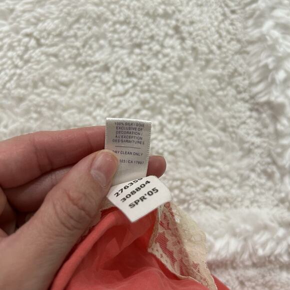 Old Navy Vintage 100% Silk Slip On Lace Lingerie Women’s Peach Embroidered Flora - Picture 8 of 8